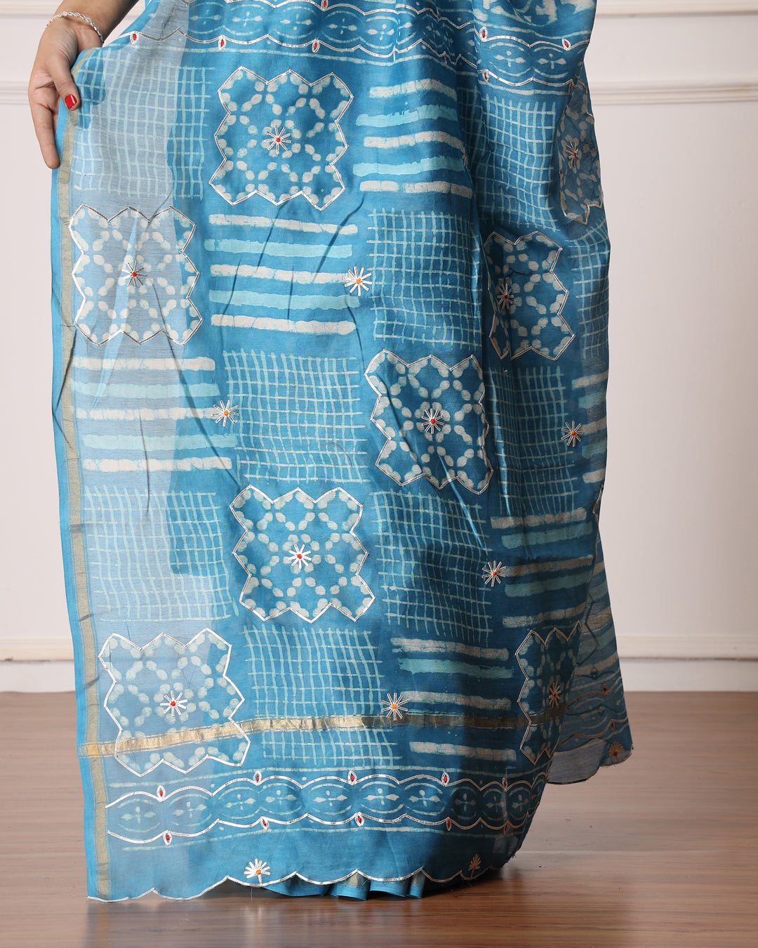 Aanshi Chanderi Dabu Print Saree with Blouse