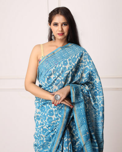 Aanshi Chanderi Dabu Print Saree with Blouse