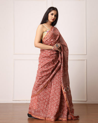 Aara Chanderi Dabu Print Saree with Blouse