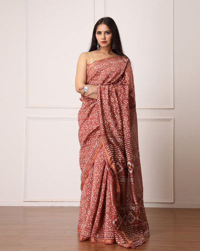 Aara Chanderi Dabu Print Saree with Blouse