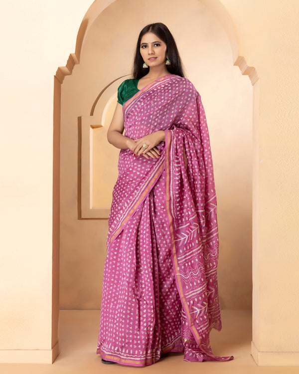 Daksha Chanderi Dabu Print Saree with Blouse