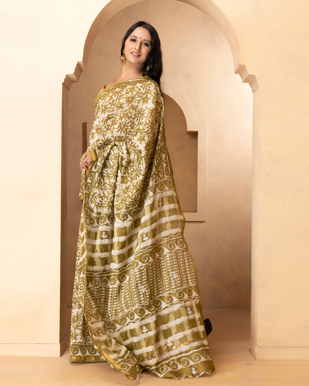 Damini Chanderi Dabu Print Saree with Blouse