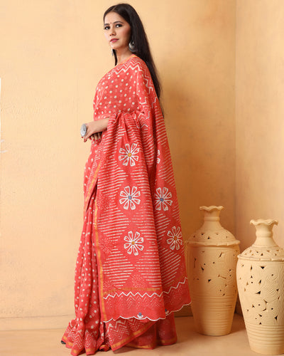 Darika Chanderi Dabu Print Saree with Blouse