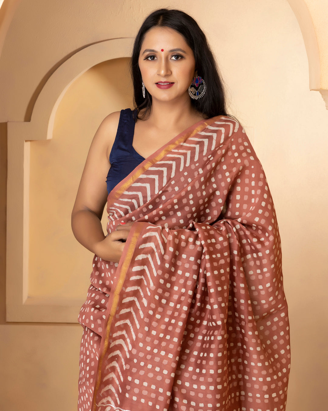 Dayita Chanderi Dabu Print Saree with Blouse