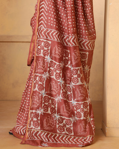 Dayita Chanderi Dabu Print Saree with Blouse