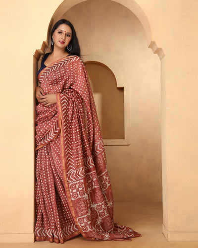 Dayita Chanderi Dabu Print Saree with Blouse