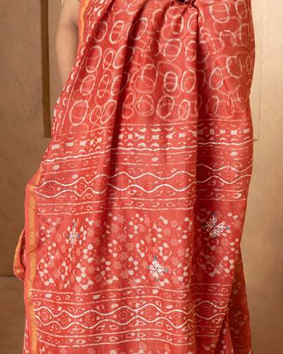 Dhriti Chanderi Dabu Print Saree with Blouse