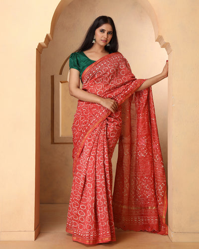 Dhriti Chanderi Dabu Print Saree with Blouse