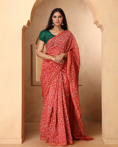 Dhriti Chanderi Dabu Print Saree with Blouse