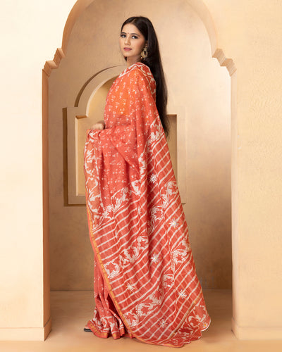 Diya Chanderi Dabu Print Saree with Blouse