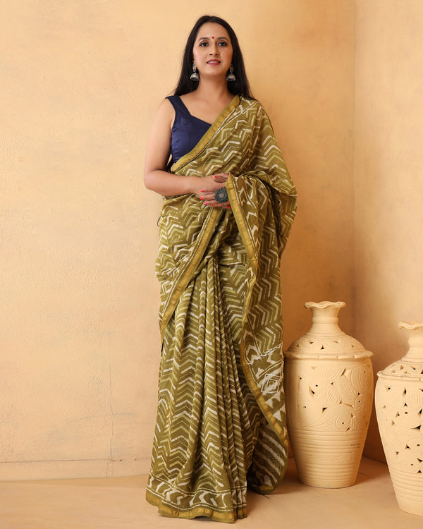 Ekaja Chanderi Dabu Print Saree with Blouse