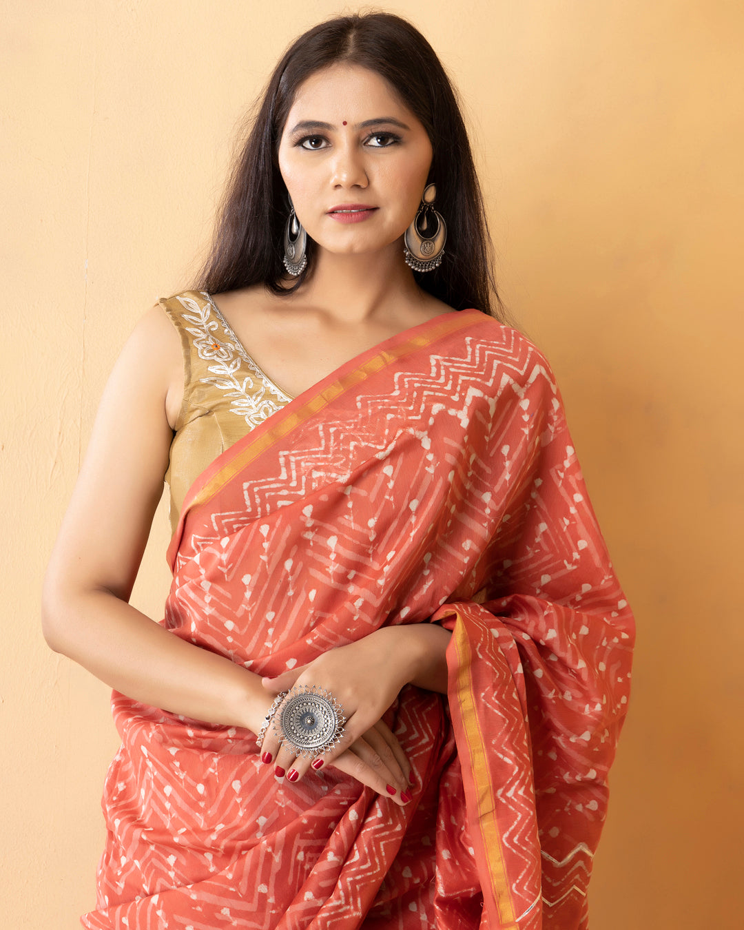 Ekanta Chanderi Dabu Print Saree with Blouse