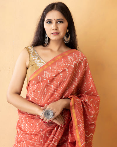 Ekanta Chanderi Dabu Print Saree with Blouse