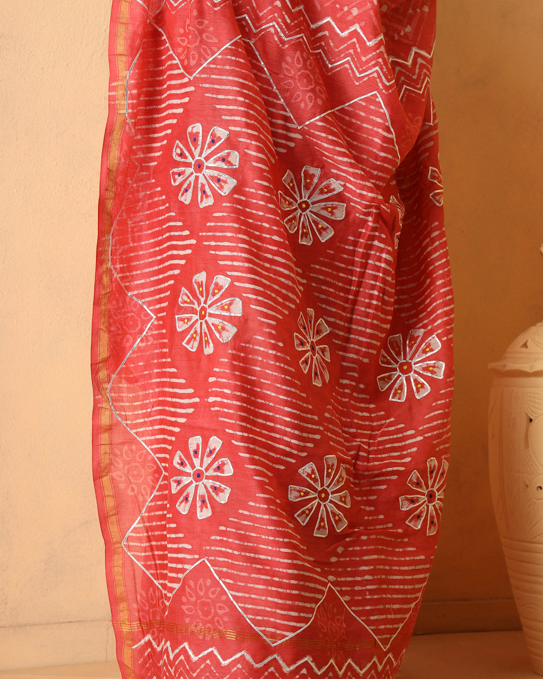 Ekanta Chanderi Dabu Print Saree with Blouse