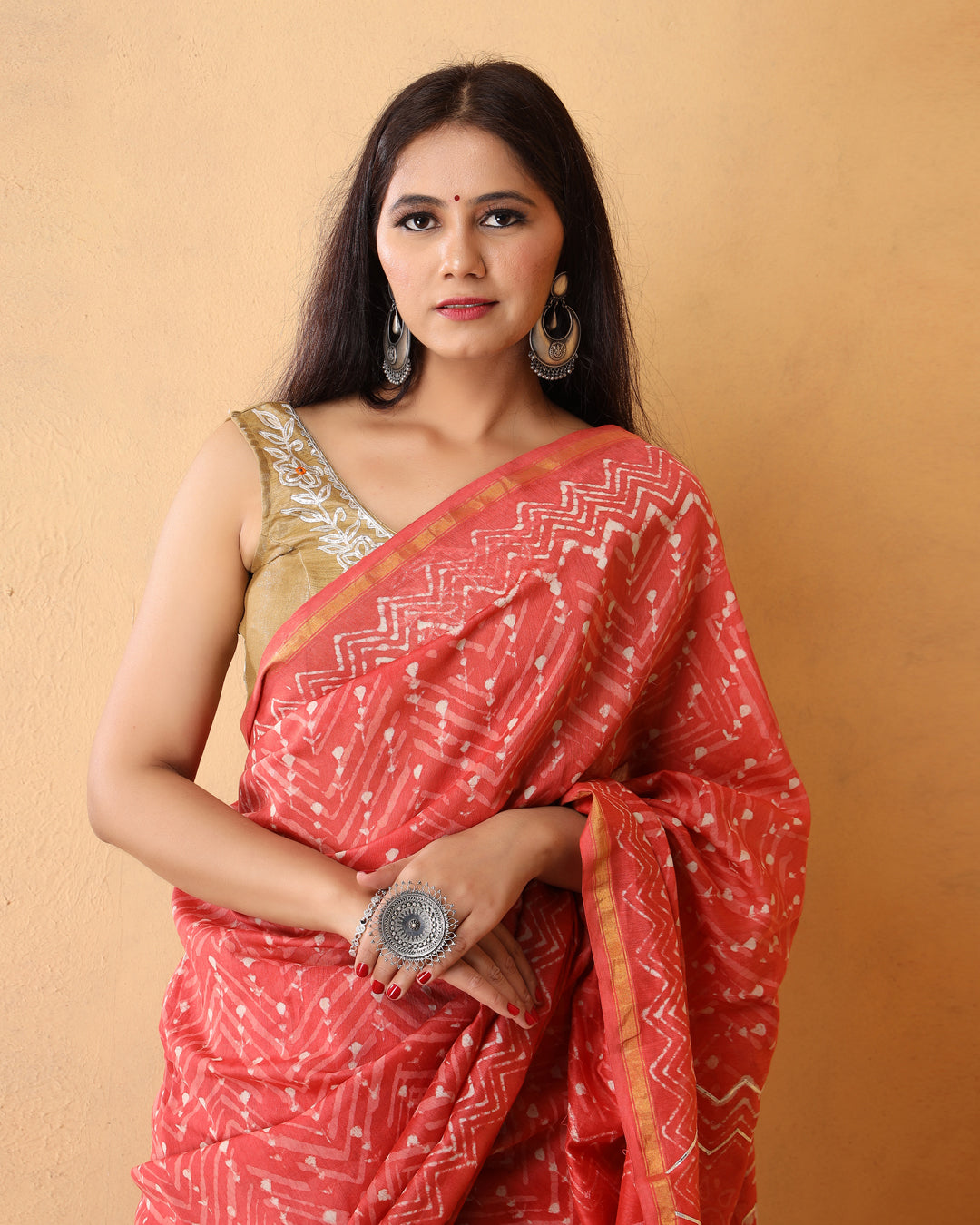 Ekanta Chanderi Dabu Print Saree with Blouse