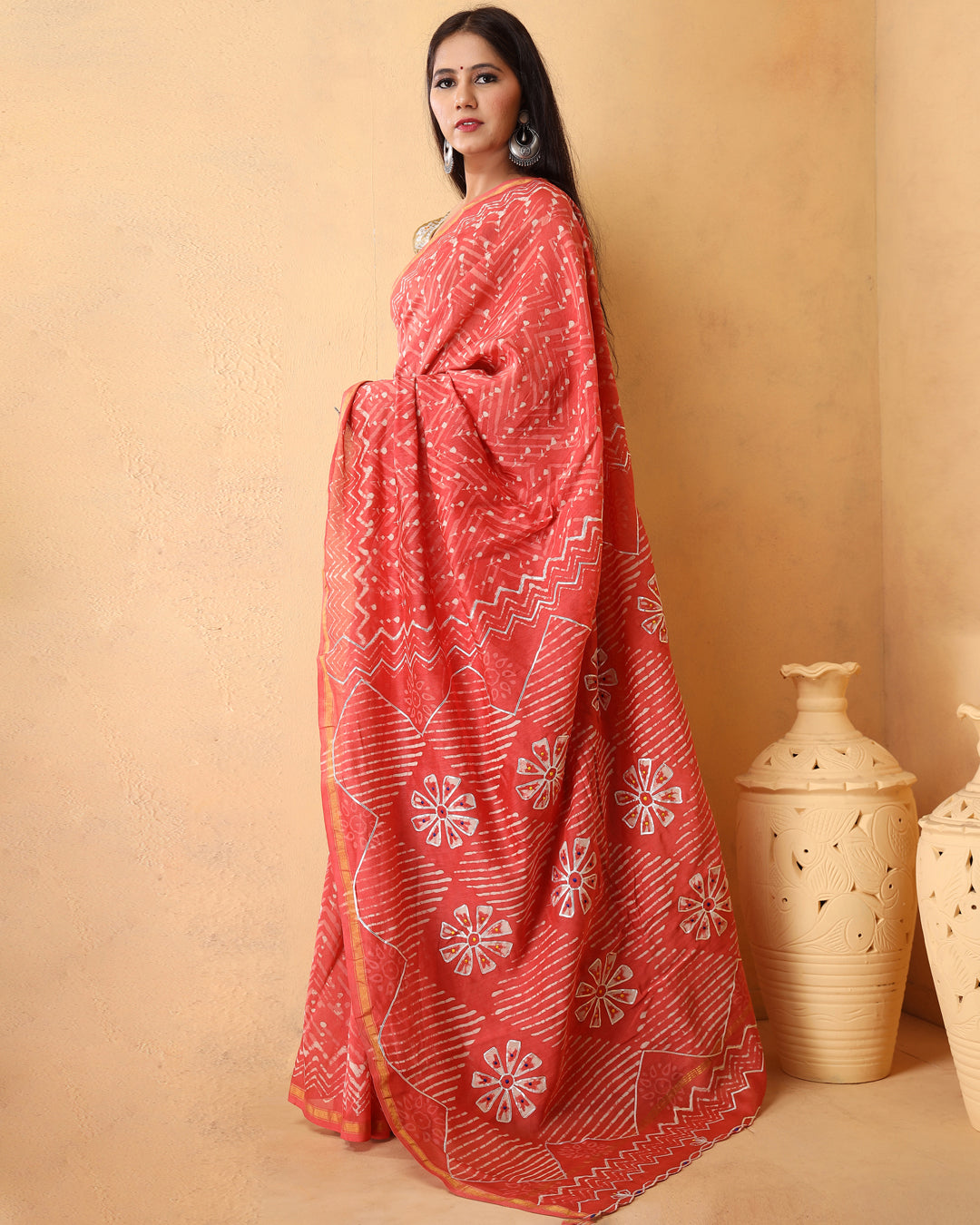 Ekanta Chanderi Dabu Print Saree with Blouse