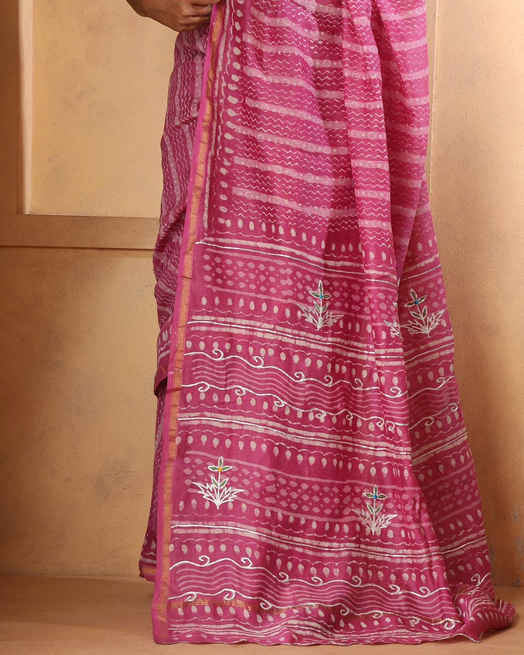 Ekiya Chanderi Dabu Print Saree with Blouse