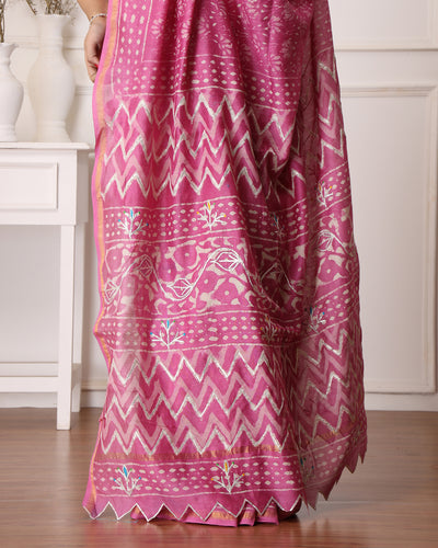 Eshani Chanderi Dabu Print Saree with Blouse