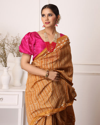 Eshika Chanderi Dabu Print Saree with Blouse