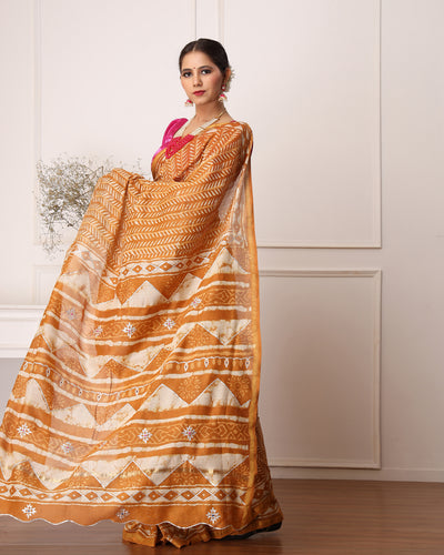 Eshika Chanderi Dabu Print Saree with Blouse