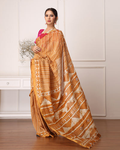 Eshika Chanderi Dabu Print Saree with Blouse