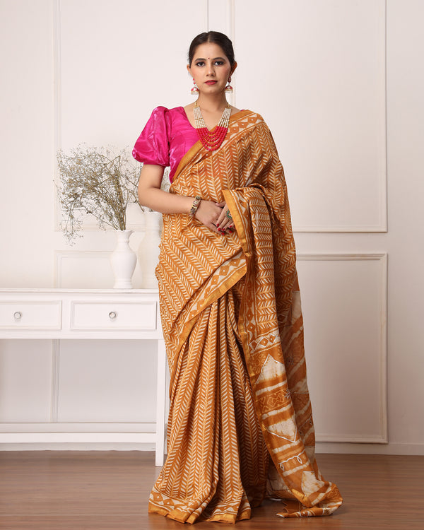 Eshika Chanderi Dabu Print Saree with Blouse