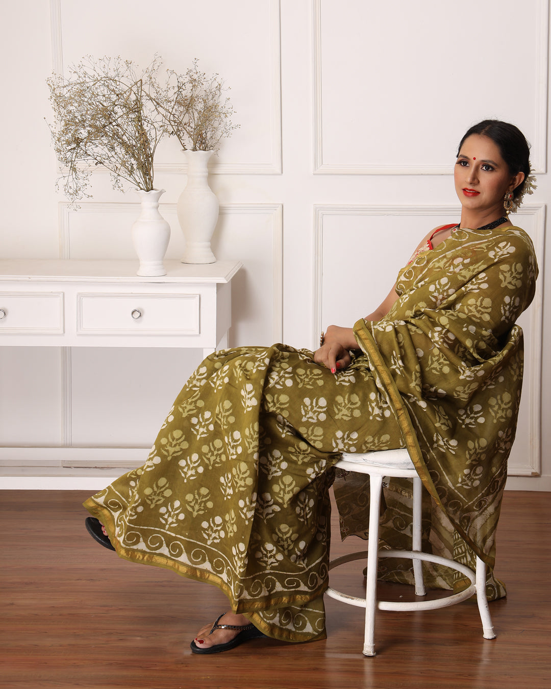 Eshita Chanderi Dabu Print Saree with Blouse