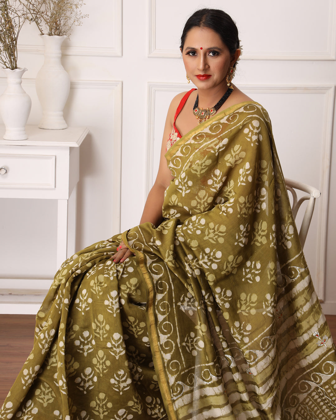 Eshita Chanderi Dabu Print Saree with Blouse