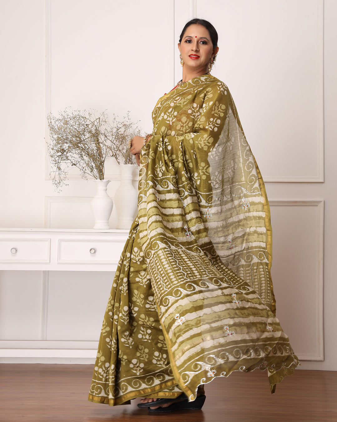 Eshita Chanderi Dabu Print Saree with Blouse