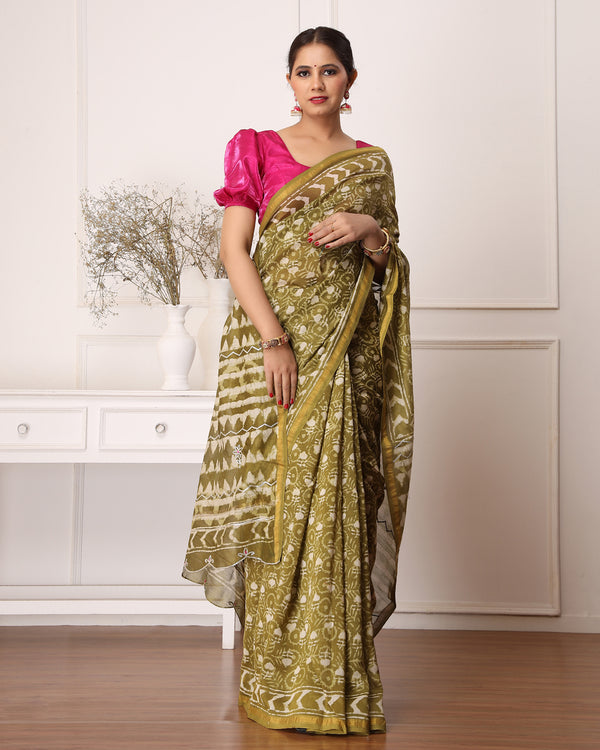 Eshma Chanderi Dabu Print Saree with Blouse