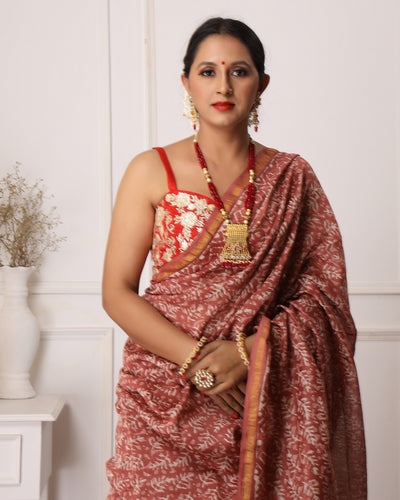 Gajra Chanderi Dabu Print Saree with Blouse