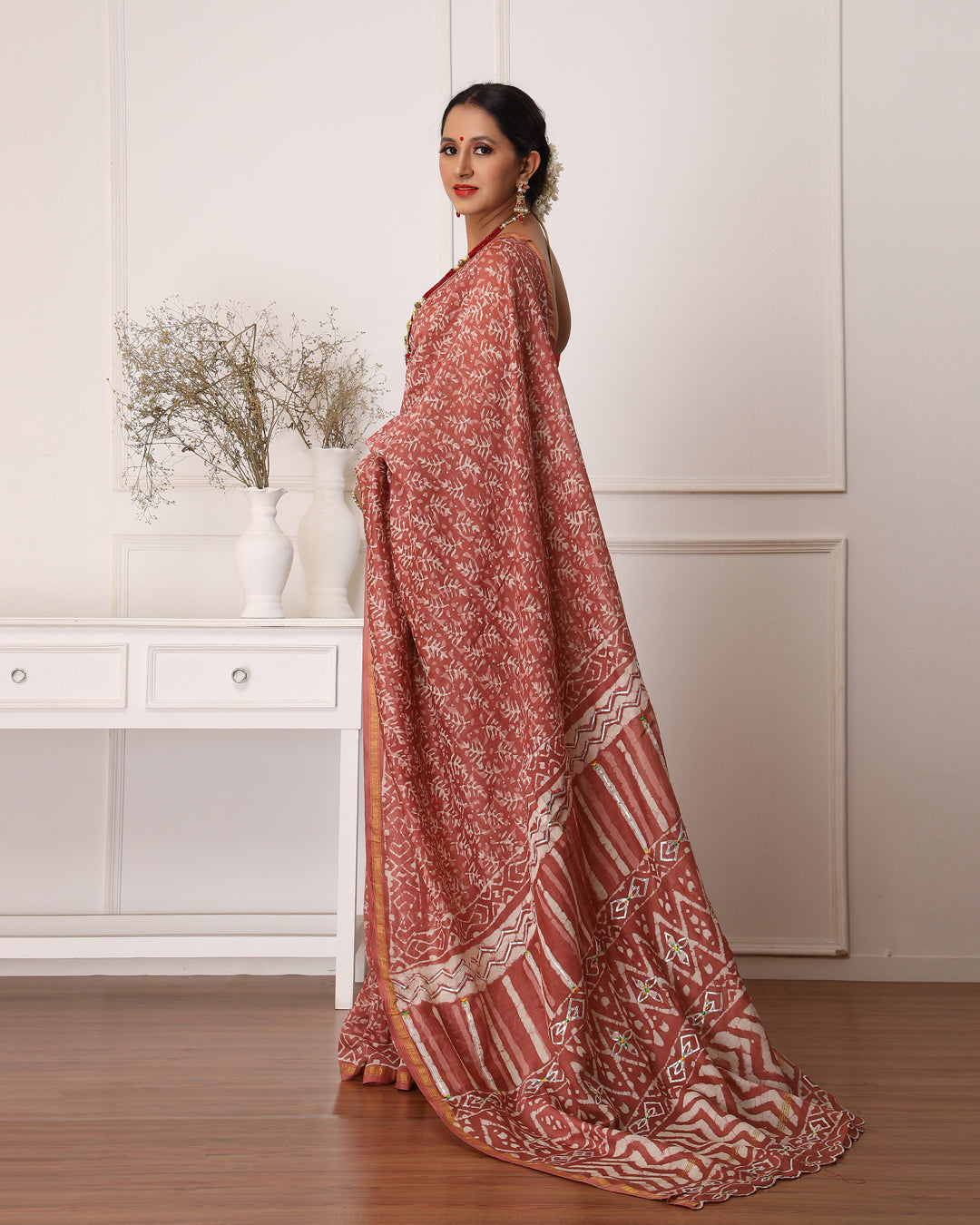 Gajra Chanderi Dabu Print Saree with Blouse