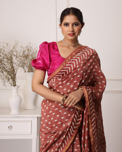 Gauri Chanderi Dabu Print Saree with Blouse