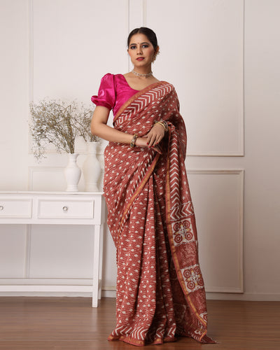 Gauri Chanderi Dabu Print Saree with Blouse