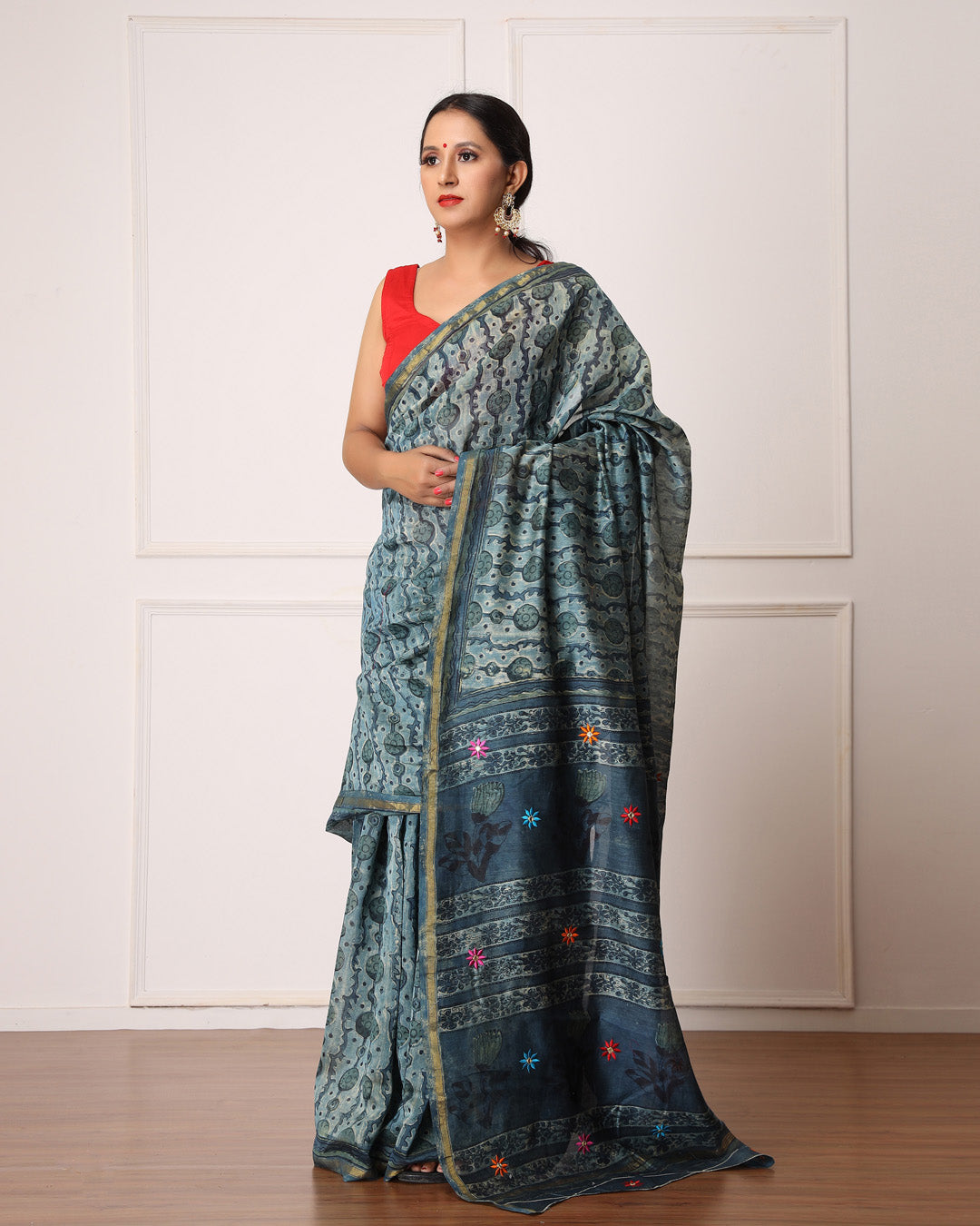 Katie Bagru Hand Block Printed Chanderi Saree with Blouse