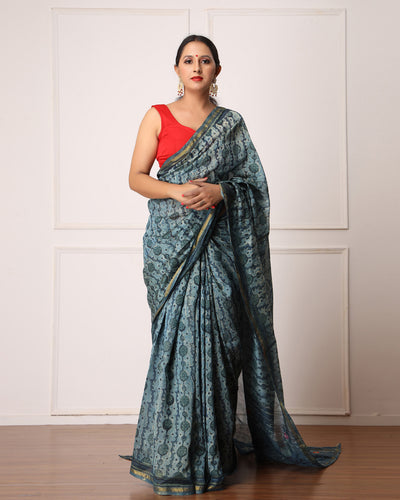 Katie Bagru Hand Block Printed Chanderi Saree with Blouse