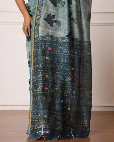 Lovey Bagru Hand Block Printed Chanderi Saree with Blouse