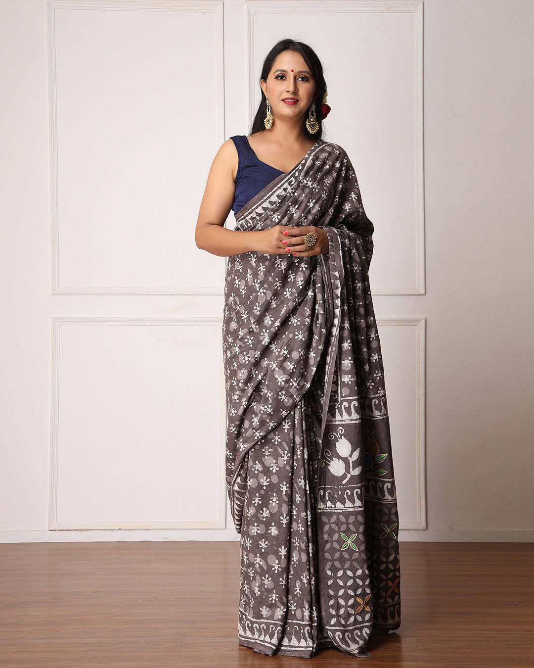 Rama Kashish Dabu Print Cotton Saree with Blouse