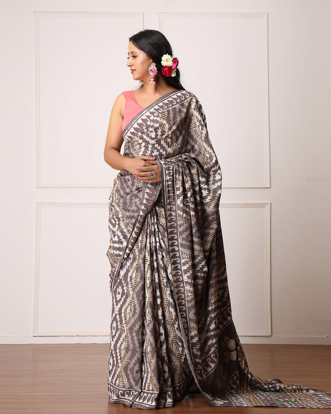 Ramya Kashish Dabu Print Cotton Saree with Blouse