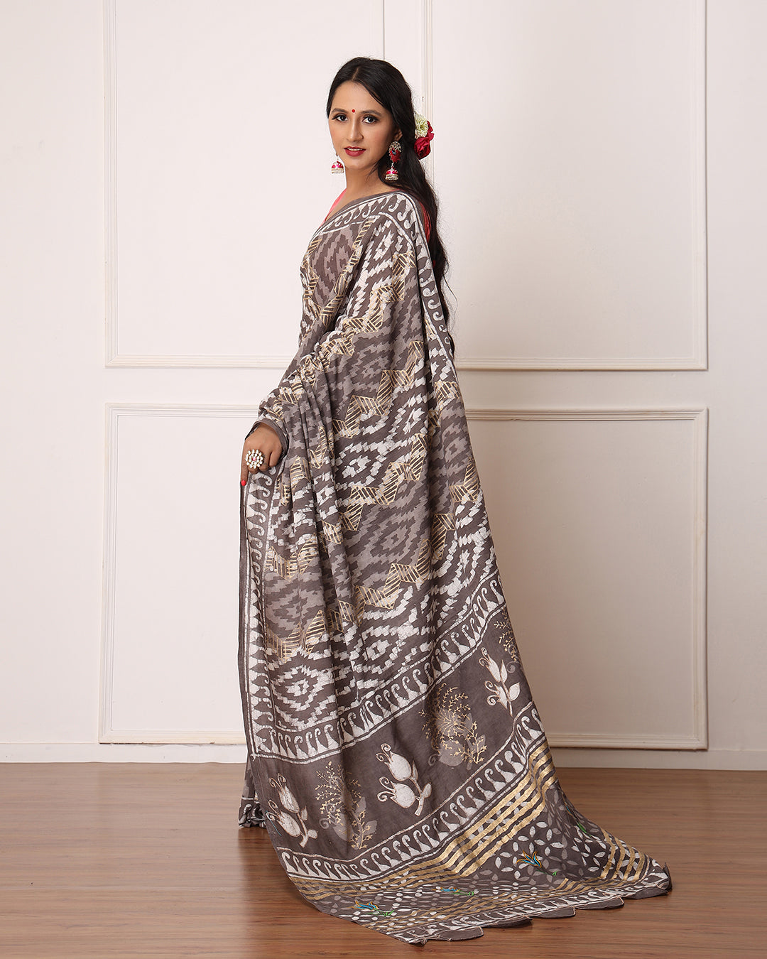 Ramya Kashish Dabu Print Cotton Saree with Blouse