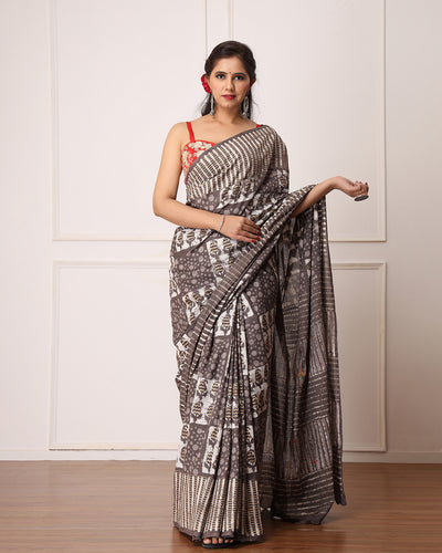 Rana Kashish Dabu Print Cotton Saree with Blouse