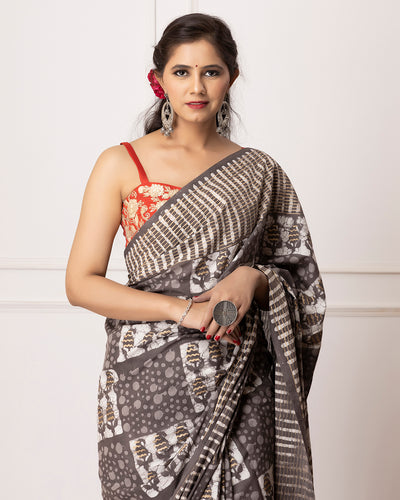 Rana Kashish Dabu Print Cotton Saree with Blouse