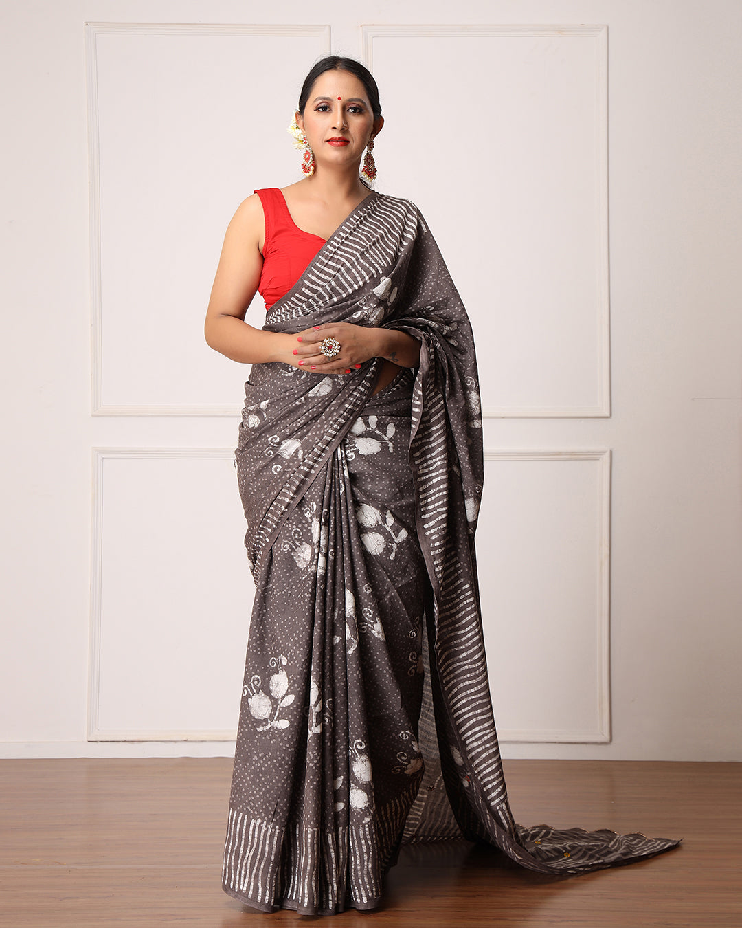 Rani Kashish Dabu Print Cotton Saree with Blouse