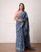 Ruby Indigo Dabu Print Cotton Saree with Blouse